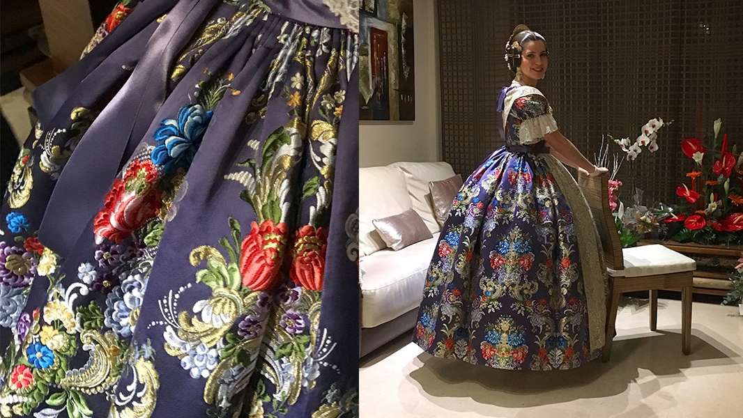 Alicia Fuster, Fallera Mayor de Benicarló, estreia um traje com o desenho "Santa Edurne".